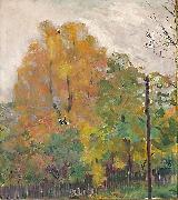 Bernhard Folkestad Deciduous trees in fall suit with cuts oil painting